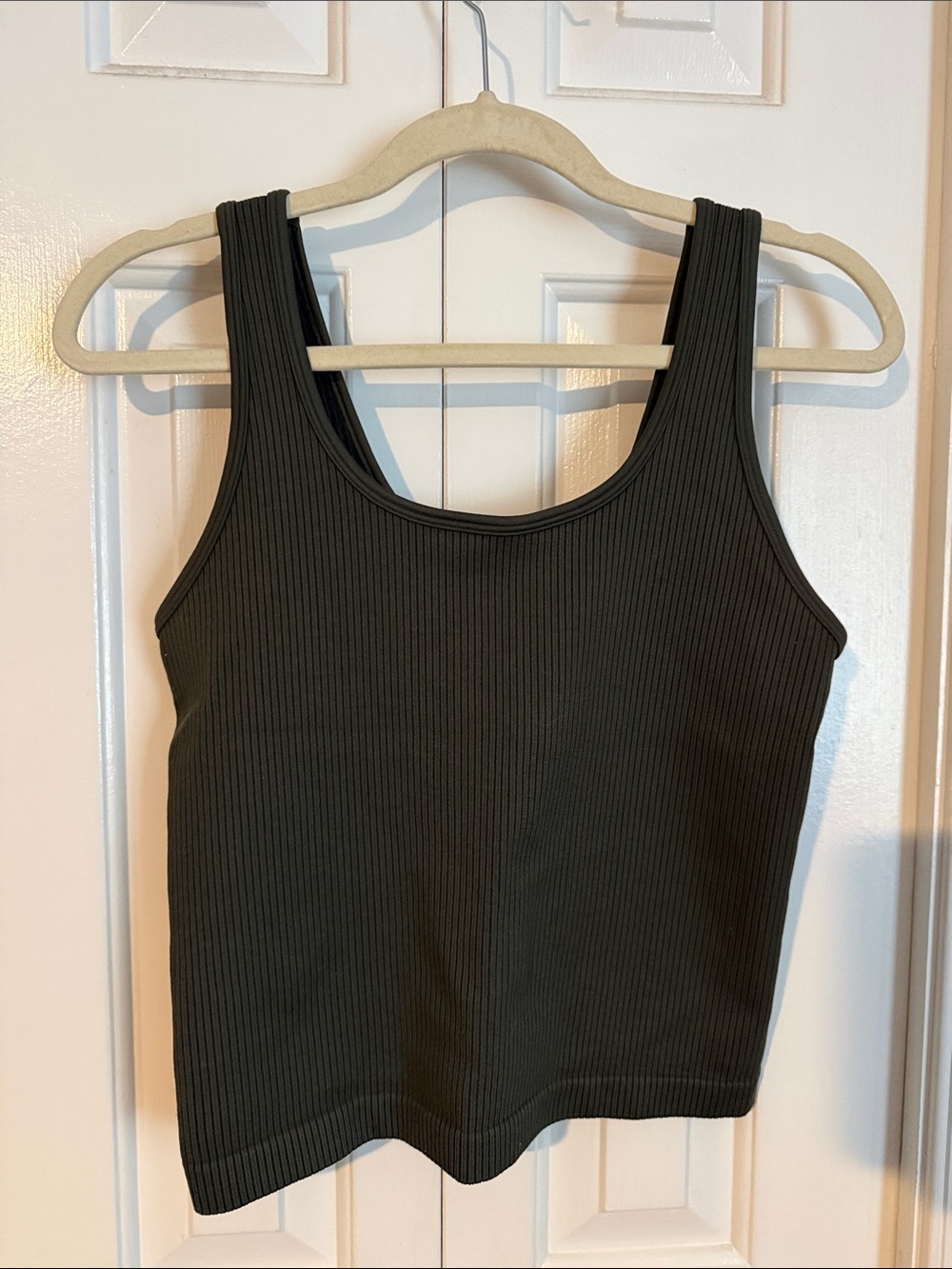 a new day Olive Ribbed Scoop Cropped Tank Top